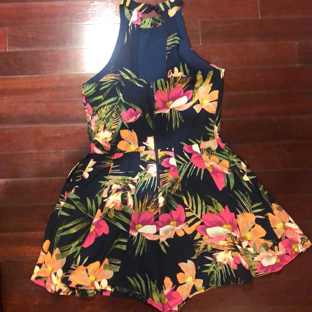 Navy blue floral romper